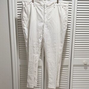 Perry Ellis White Lined Linen Slacks 42x30